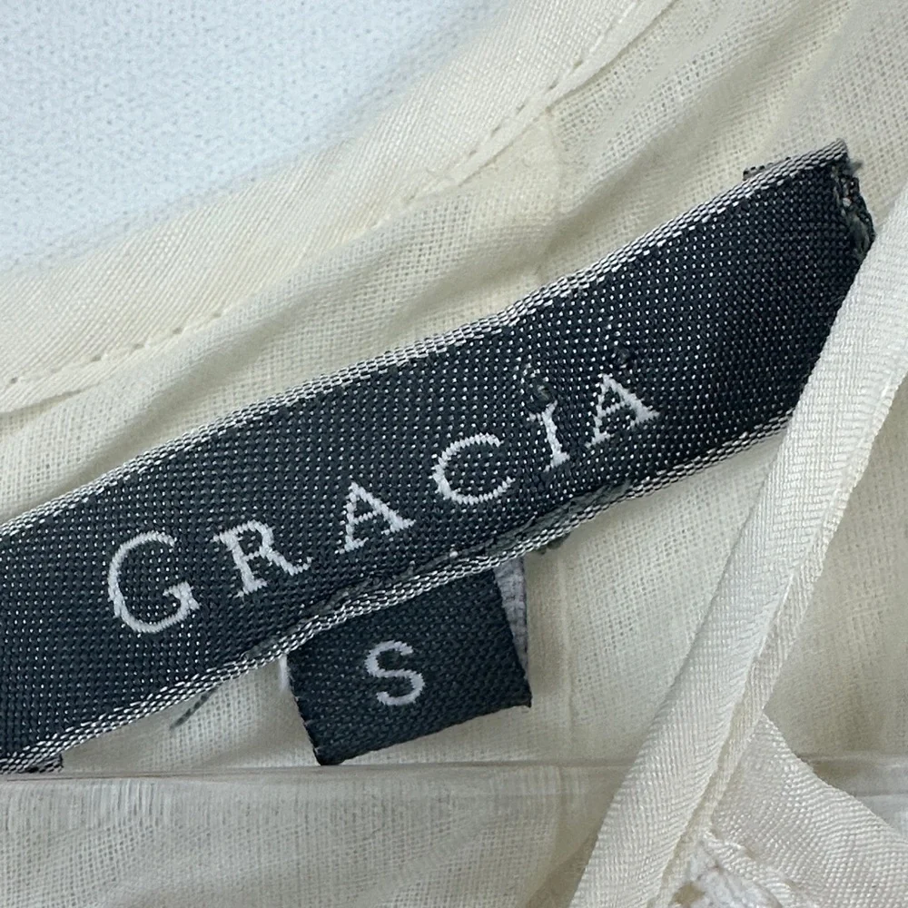 Gracia Cream Lace Panel Silk Blend Sleeveless Mini Dress Boho Romantic L